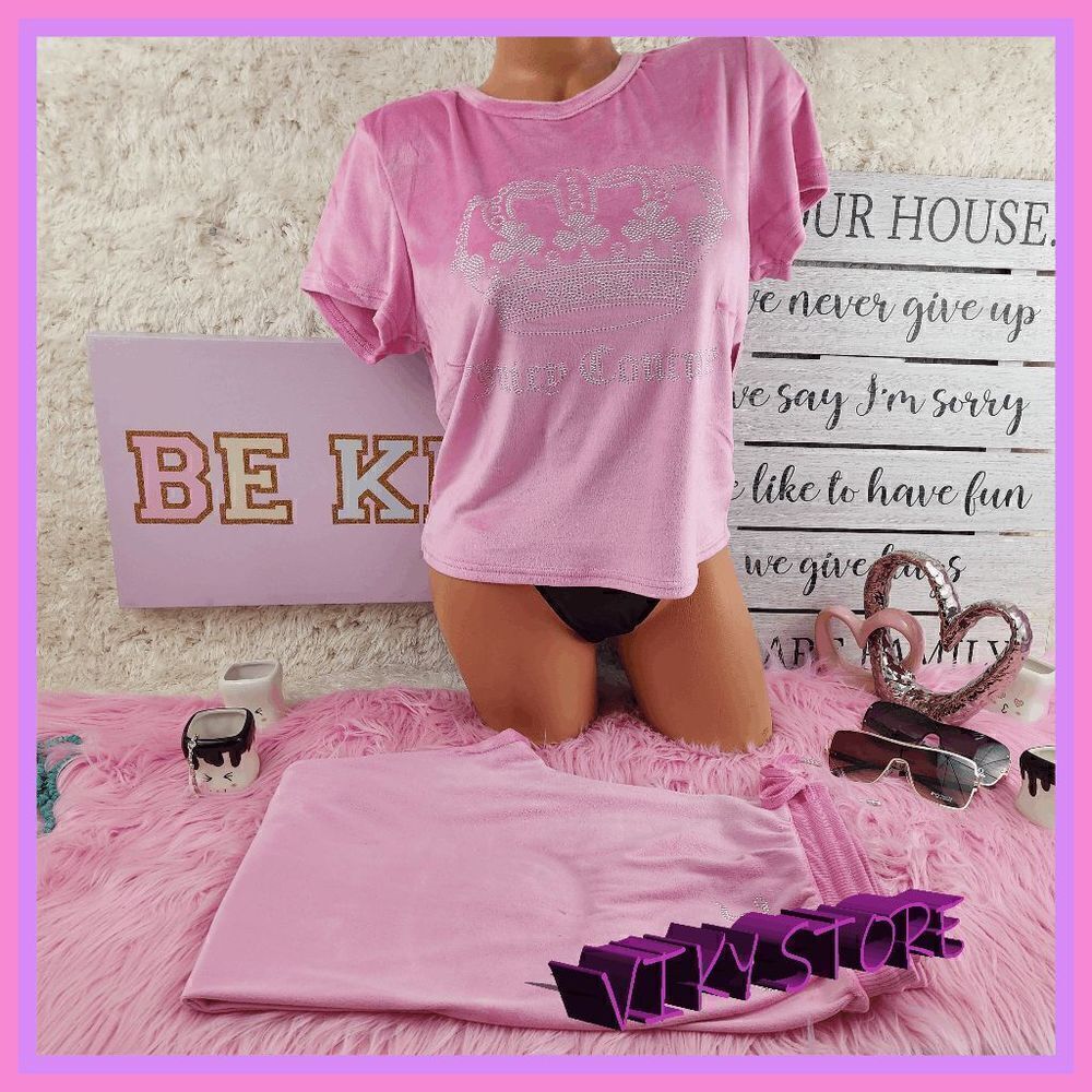 NWT {Juicy Couture} 2 Pieces Lavender Pajama Shirt ans Pants Studded Logo XL NWT